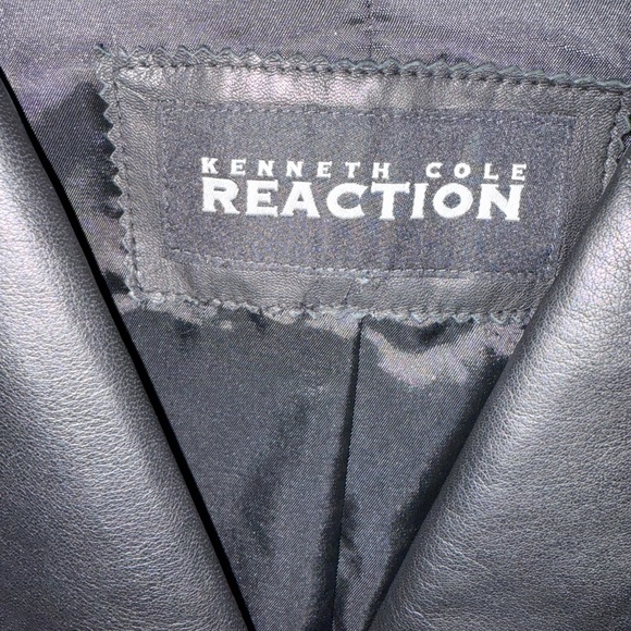 Kenneth Cole Reaction Black 100% Leather Jacket Size Large - Picture 5 of 6